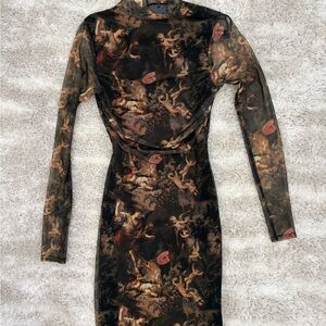 Elegant Printed Long Sleeve Dress